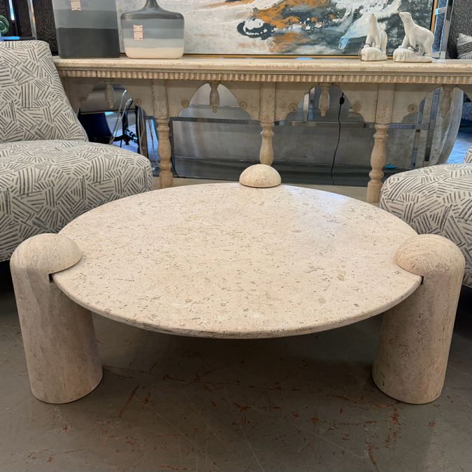 Travertine Postmodern Coffee Table NEW 38x38x13.5