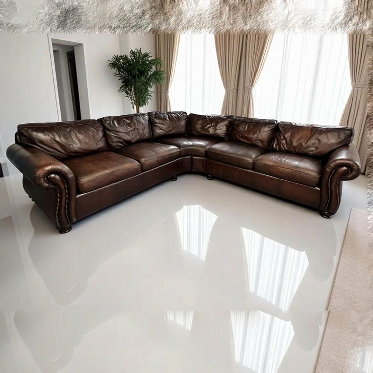 Bernhardt Van Gogh 3-Pc Leather Sectional 168" Diag x 40"D x34"H