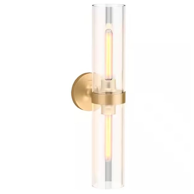 PAIR Kohler Purist Brushed Moderne Brass Wall Sconces 22"
