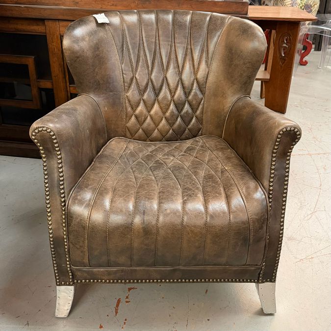 Leather & Metal Aviator Chair 28x28x31