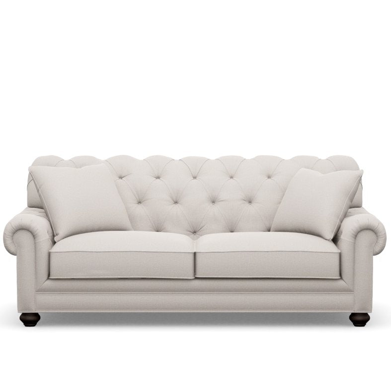 Ethan Allen Chadwick Oyster Cain Tufted Sofa 85x42x36