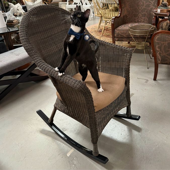 Black Wicker Rocking Chair 29x37x43