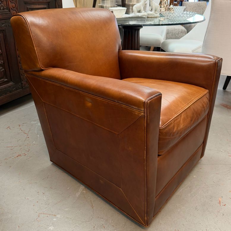 Stickley Modern Leather Swivel Club Chair 31x32x33