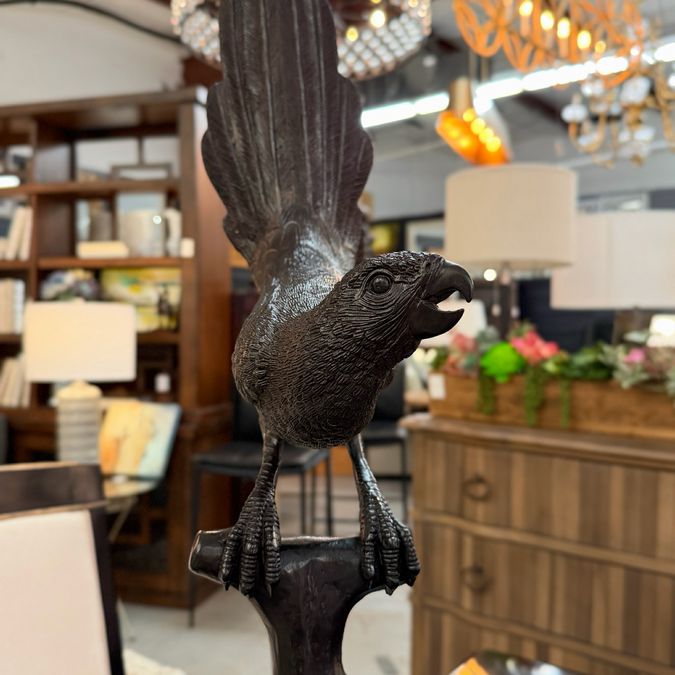 Mid Century French Kulang Bronze Macaw Bird Sculpture 33.5"H