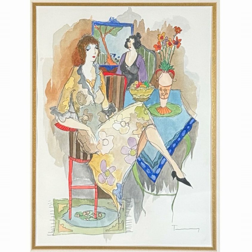 Original Signed "Untitled" Watercolor Painting by Tarkay W/COA 29"Hx24.5"W (16x1