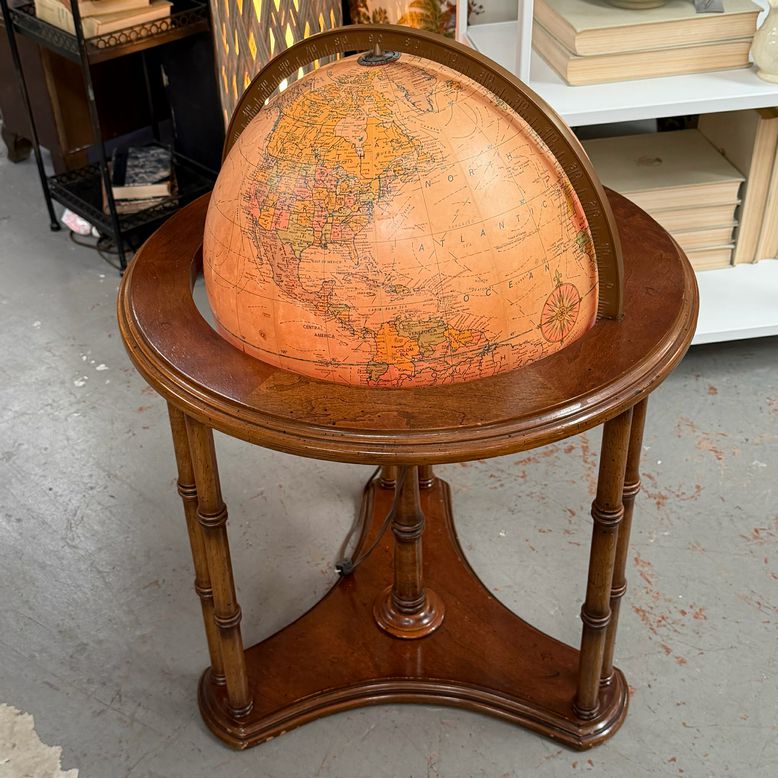 Vintage Replogle 16" Lighted Globe on Library Stand 22x22x30
