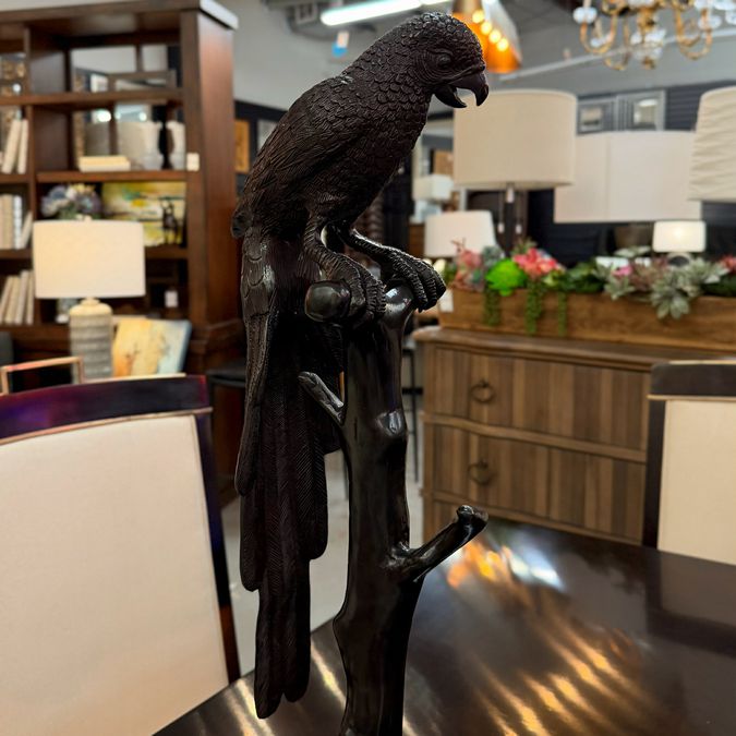 Mid Century French Kulang Bronze Macaw Bird Sculpture 24"H