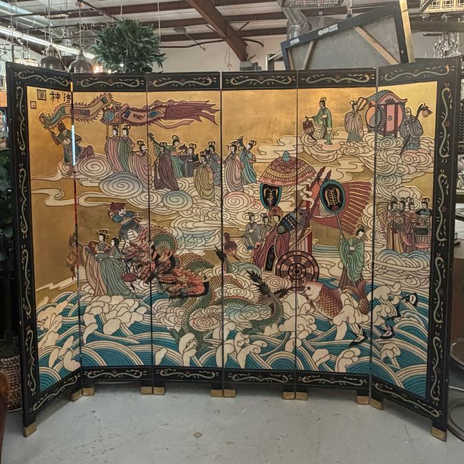 Gorgeous Antique/Vintage Asian 6-Panel Privacy Screen 90"Hx72"W