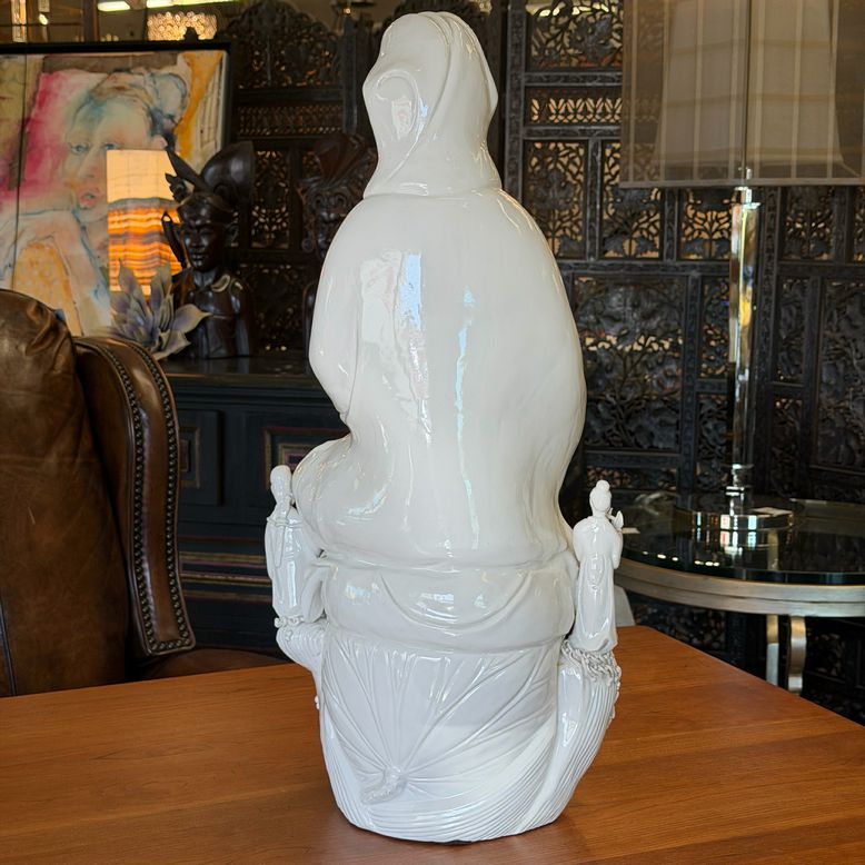 Exquisite Lg Blanc-de-Chine Porcelain Guanyin Sculpture 25"H