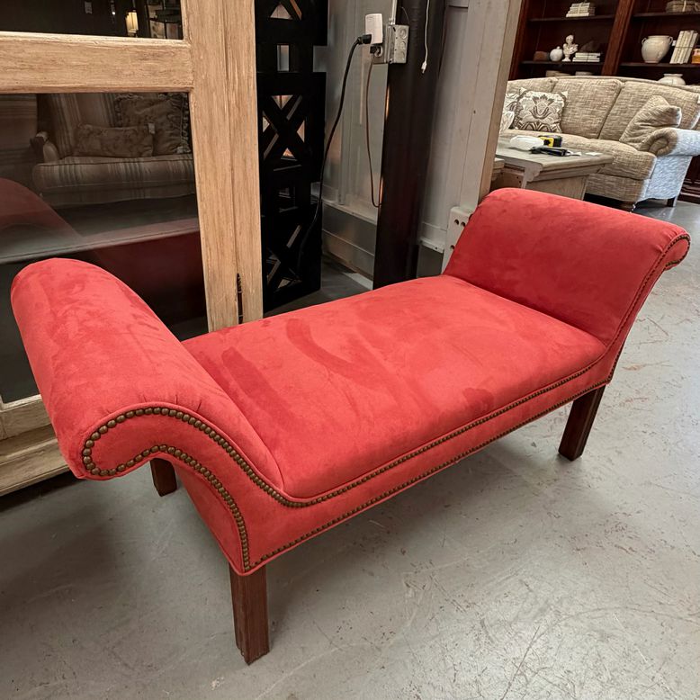 Southern Furniture Red Sleigh Velvet Bench 60x24x27