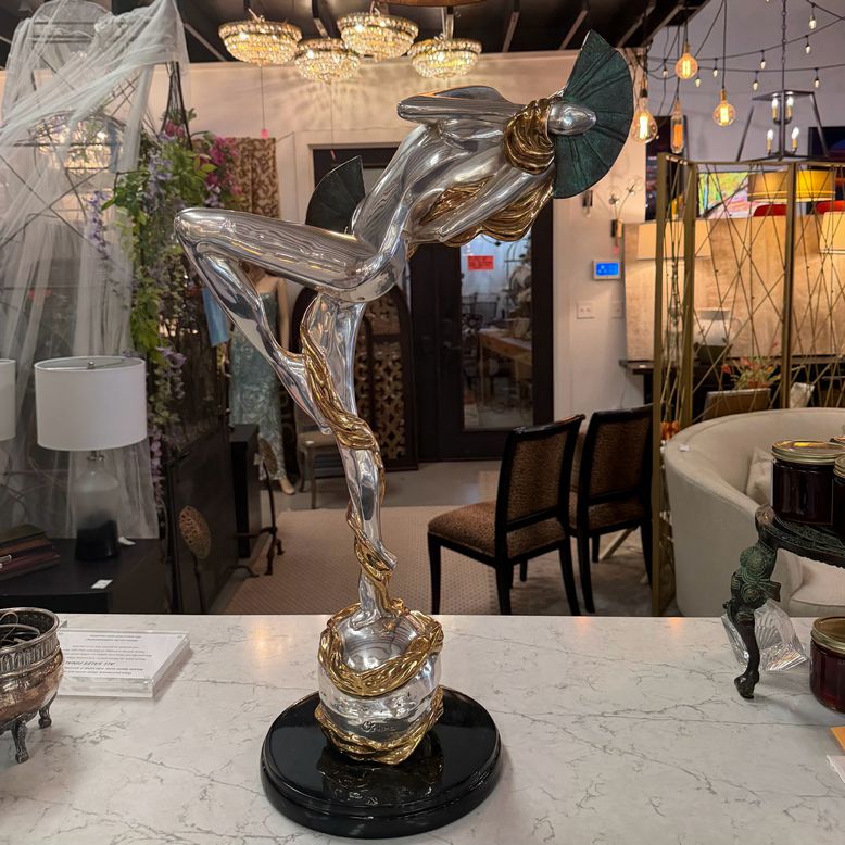 D'Argenta Mistery Dancing Woman 24K Gold/Silver Sculpture Oshra Michan 27.5"H