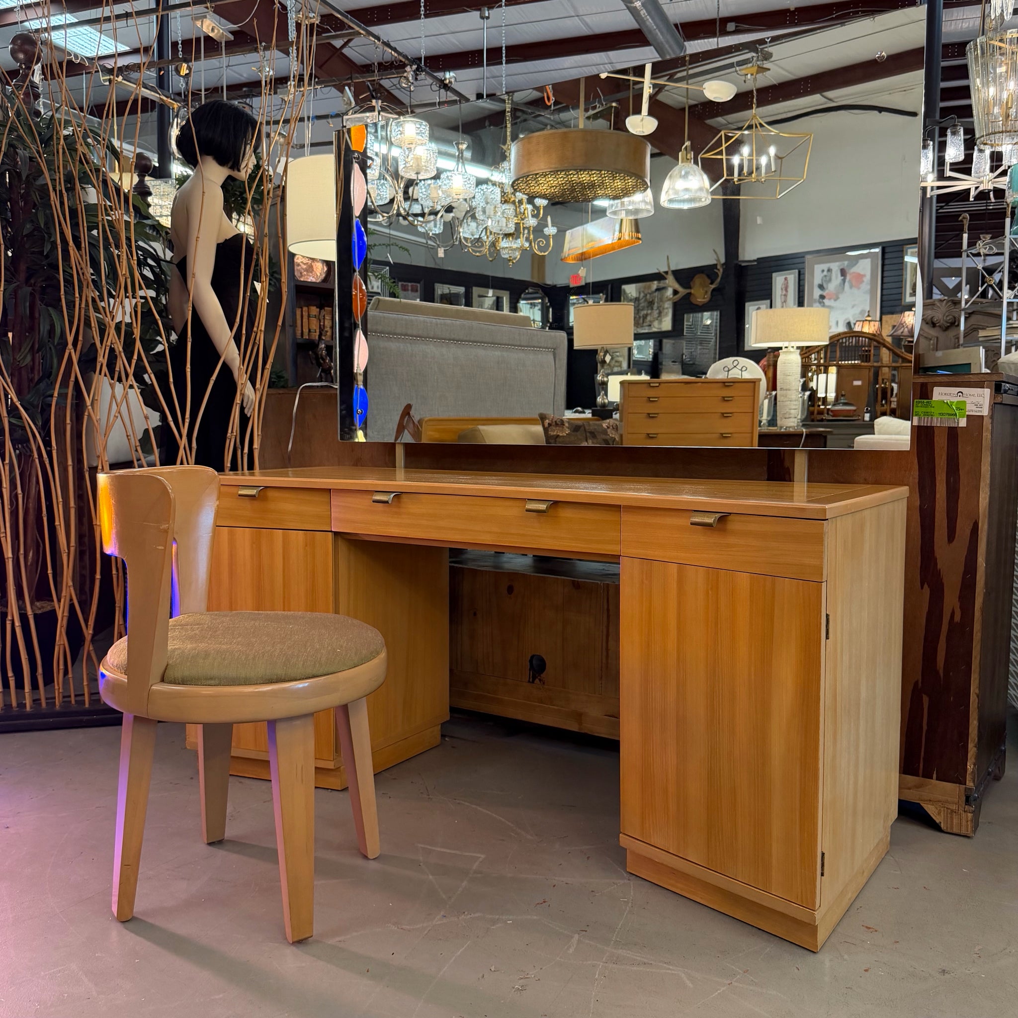 MCM Edward Wormley for Drexel Precedent Vanity, Mirror & Chair 59x21x63