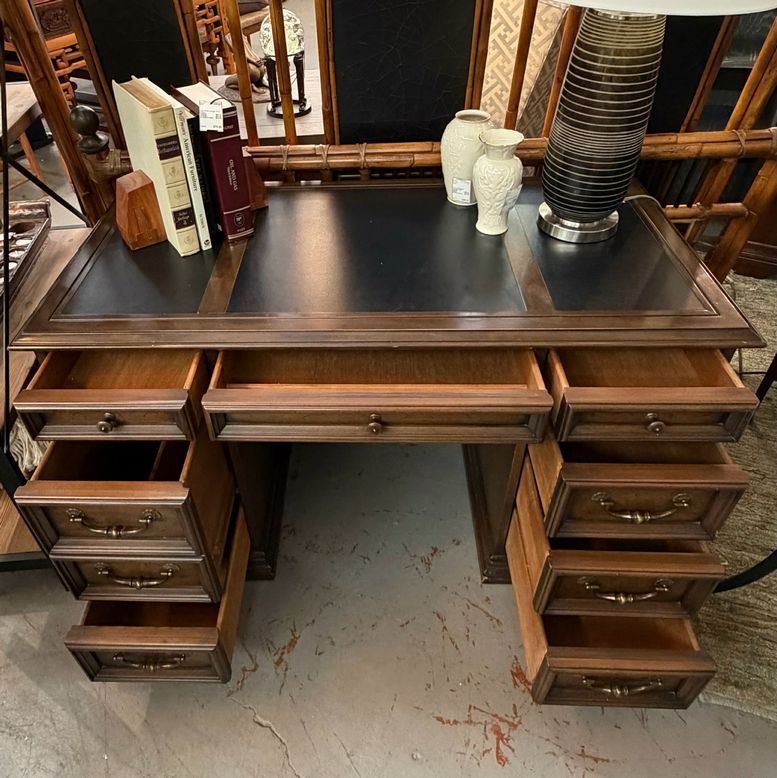 Vintage Sligh Leather-Top Desk 48x24x30