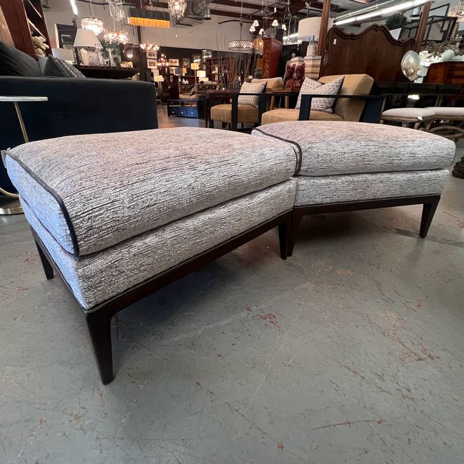 Custom Ambella Cooper Velvet Ottoman W/Cording 30x21x19