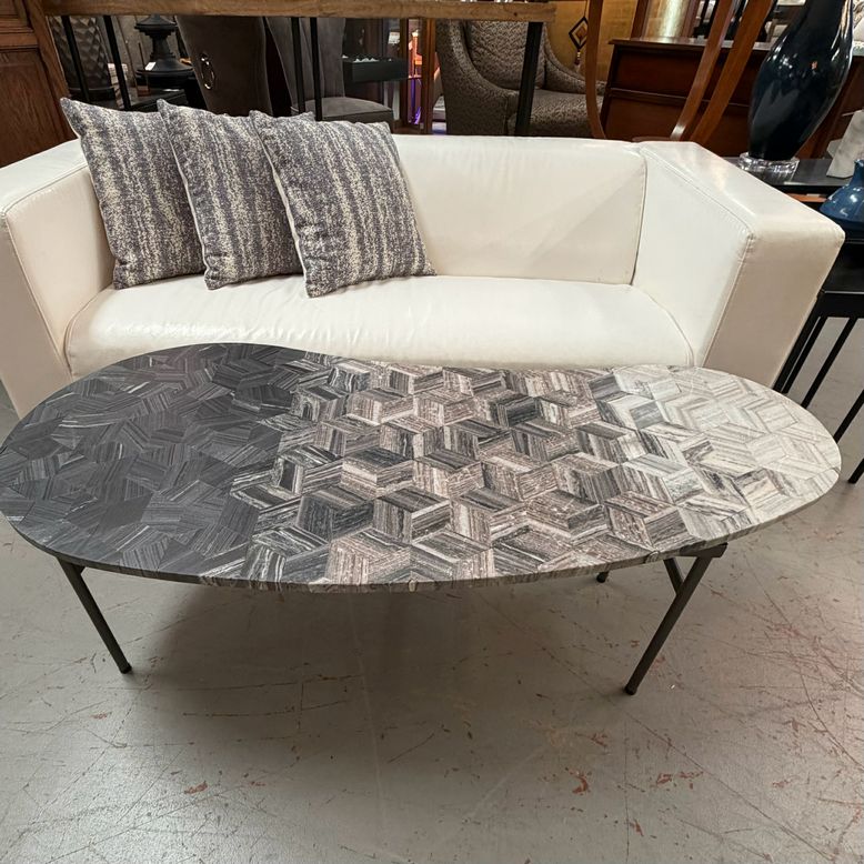 Four Hands Casper Marble Top Kidney Coffee Table 52x16-23x17