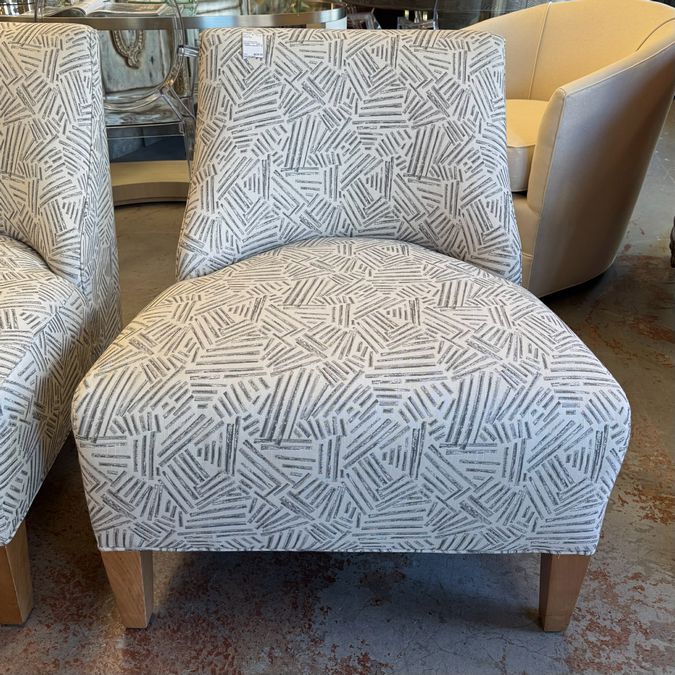 PAIR Mitchel Gold Geometric Slipper Chairs 29x29x31.5