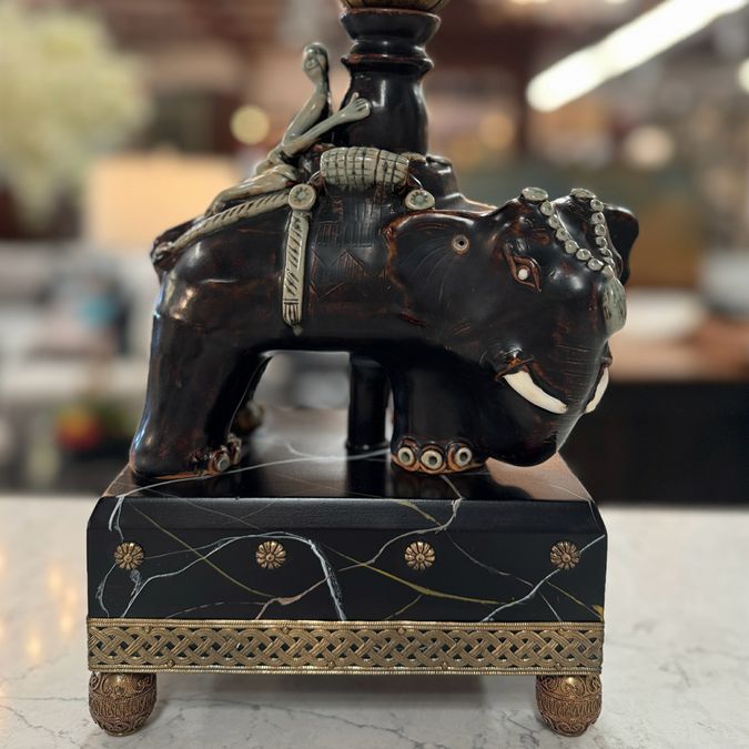 Raymond Waites Elephant & Rider Table Lamp 31"H