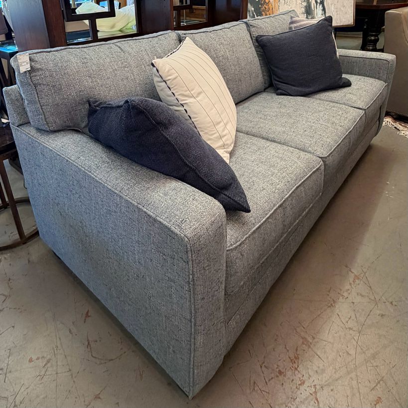 Bassett Alexander Track Arm Blue/Gray Sofa 85x36x38 (LIKE NEW)