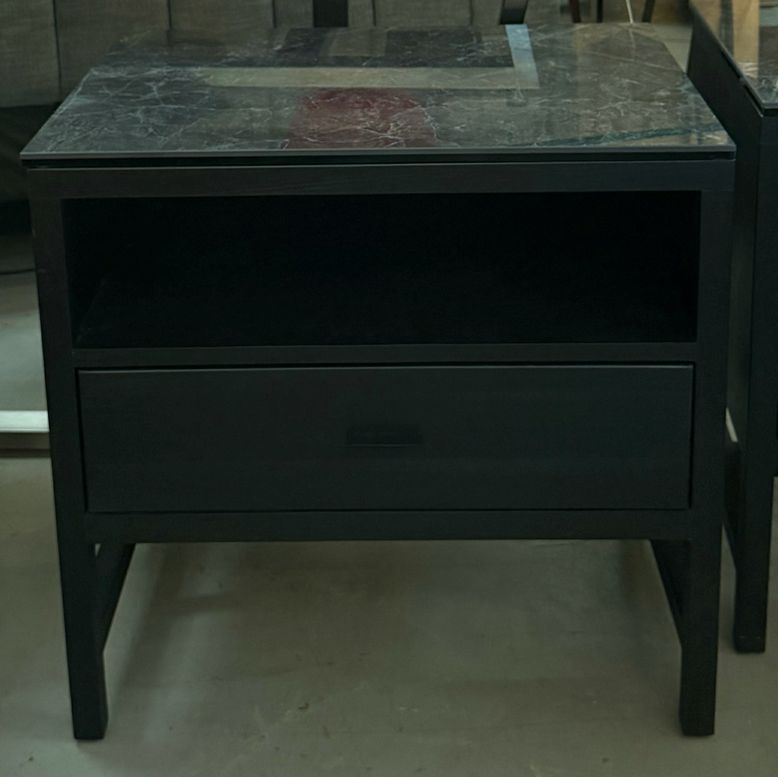 PAIR Room & Board Berkeley Charcoal Nightstands w/Ceramic Tops 26x20x25.5