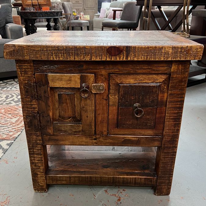 Rustic 1-Door/1-Drawer Side Table 26x20x26