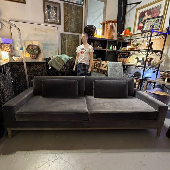 Restoration Hardware Italia Track Arm 2 Graphite Cushion Sofa 8'x45"D