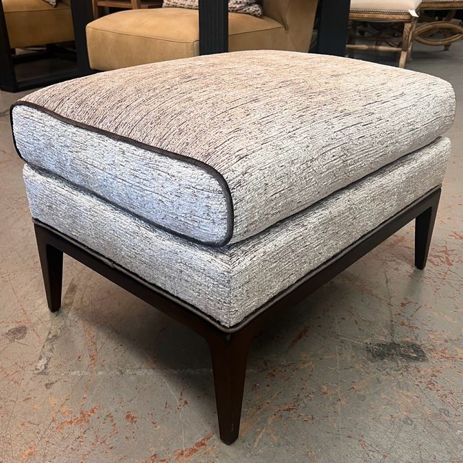 Custom Ambella Cooper Velvet Ottoman W/Cording 30x21x19