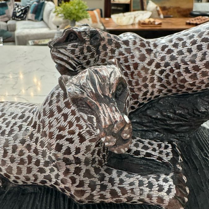 Leopards Shona Stone Carving 12.5"Lx5x5"Wx5"H