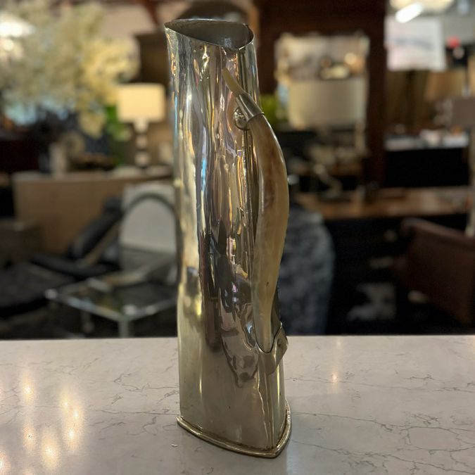 Patagaonian German Silver Nickel & Horn Handle Angled Pitcher 17"H