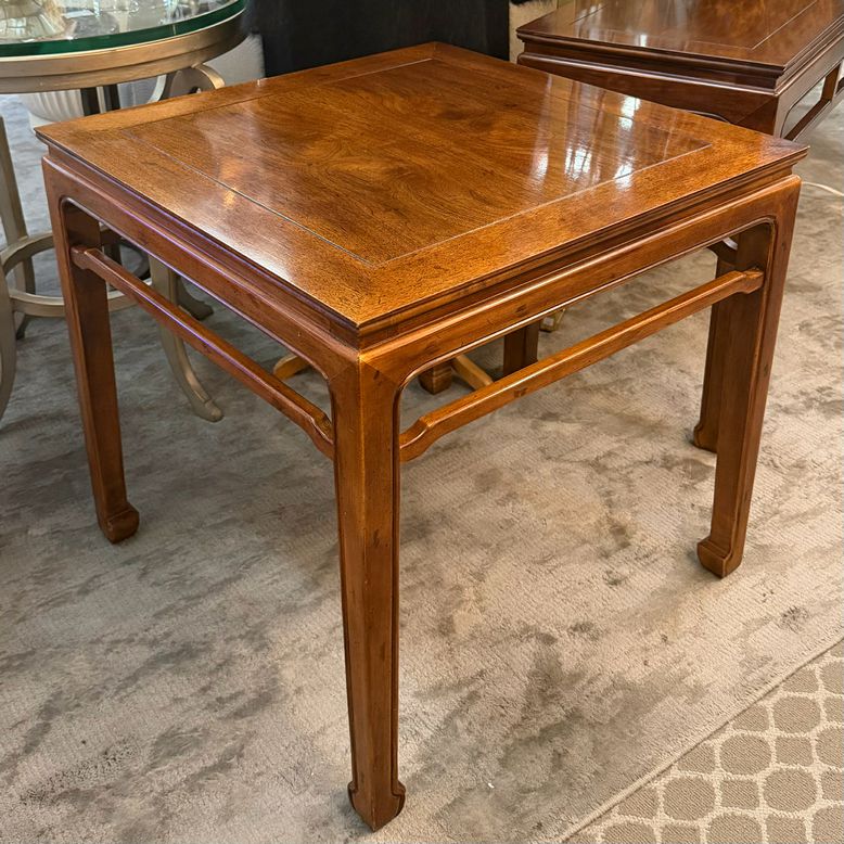 Henredon Ming-Style Walnut Side Table 26x26x25