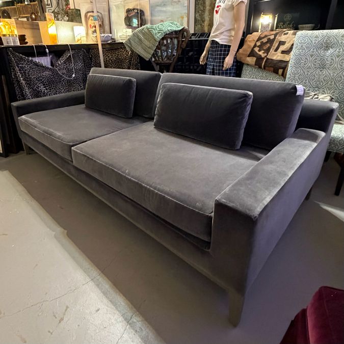 Restoration Hardware Italia Track Arm 2 Graphite Cushion Sofa 8'x45"D