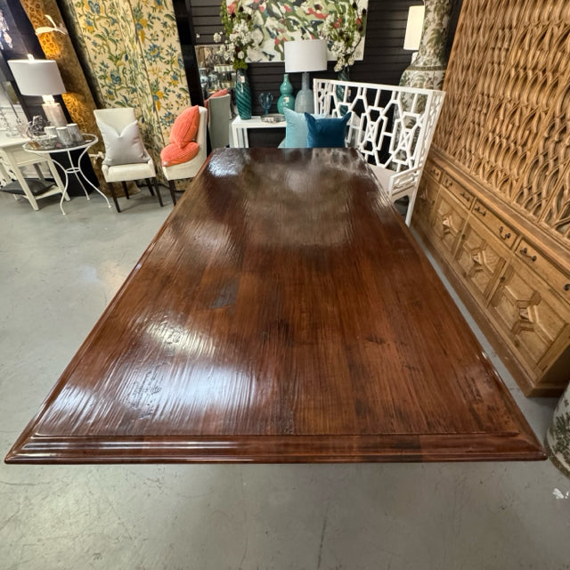 Vintage Swaim Distressed Wood Top/Double Urn Base Dining Table 120x54