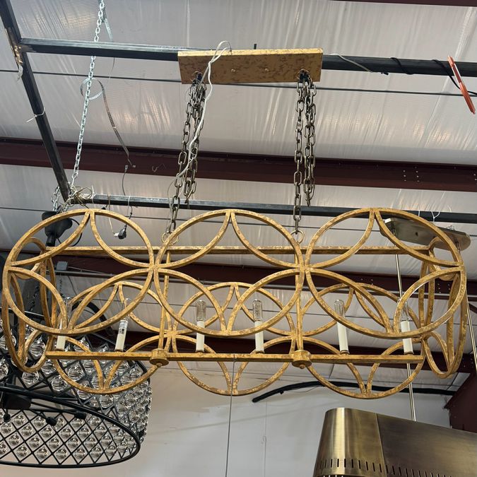 Horchow McCarty 6-Lt Gold Leaf Island Pendant