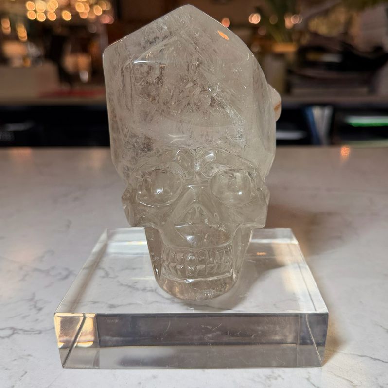 Clear Quartz Crystal Skull 5.5"H
