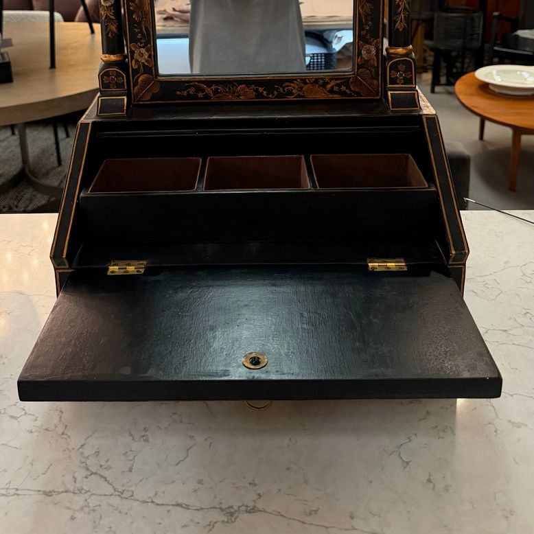 Chinoiserie Courtyard Scene 1-Dwr Table Vanity W/Mirror 16.5x10x27