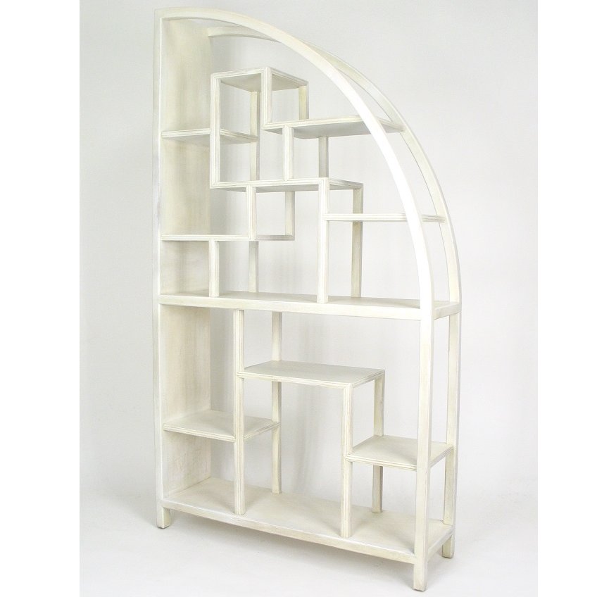 PAIR Hanchu Birchwood Half Moon Display Cases 40x12x72