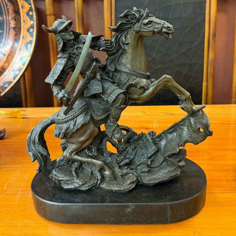 Large Bronze Kamiko Asian Warrior Sculpture 10.5x5x11