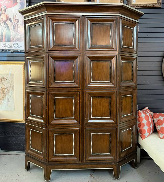 Custom Marge Carson Folio Armoire W/Nailhead Trim 67x22x88 AS IS