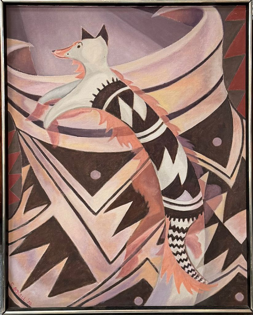 Coyote Trickster Oil by Cynthia Bissell 1972 25x31.5
