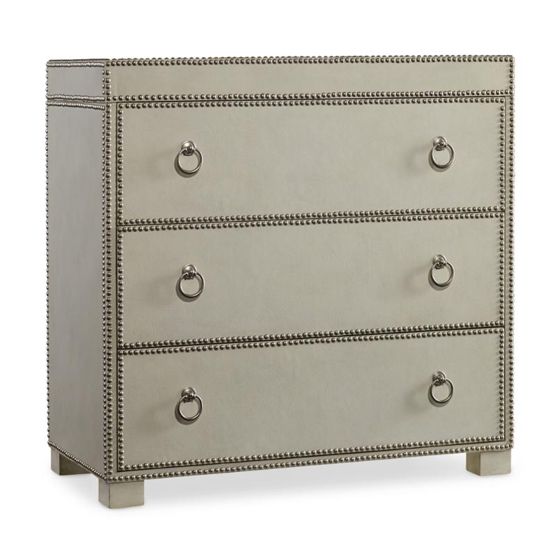 Hooker Cream Leather 3-Drw Chest W/Nailhead Trim 36x218x36