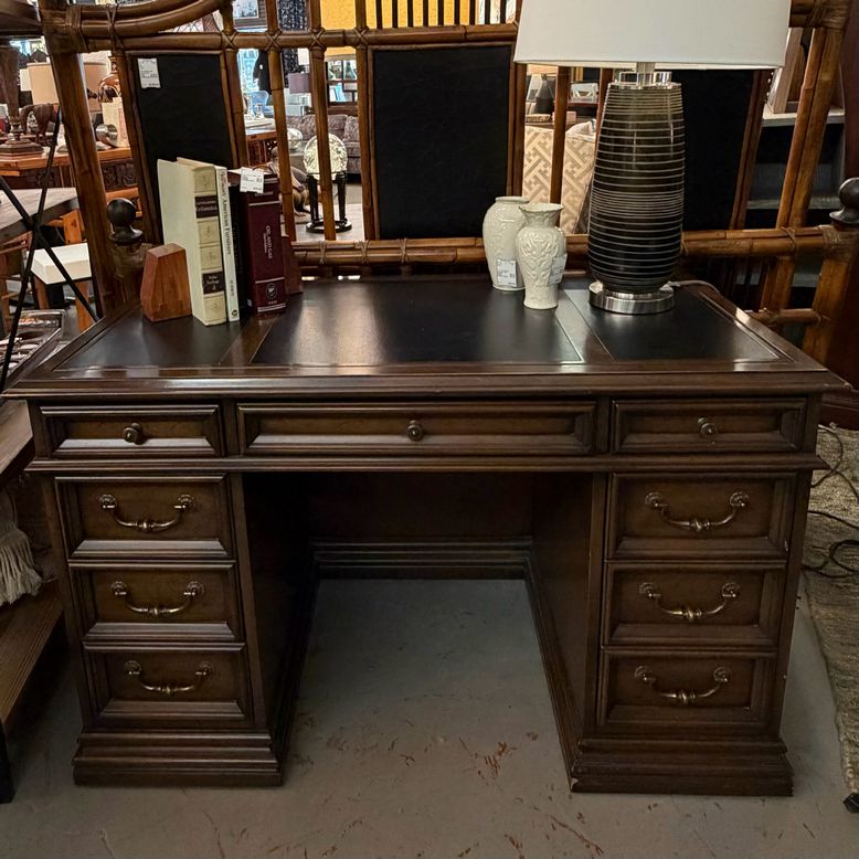 Vintage Sligh Leather-Top Desk 48x24x30