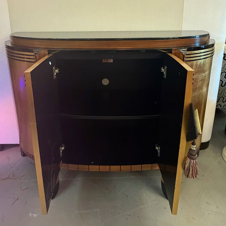 W. Schillig Lee Weitzman Gold Leaf & Marble Buffet-Bar Cabinet 59x17x42