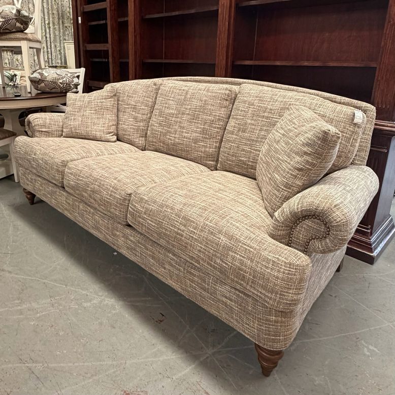 Ethan Allen Hyde Taupe/Cream/Blue Sofa 88x41x38
