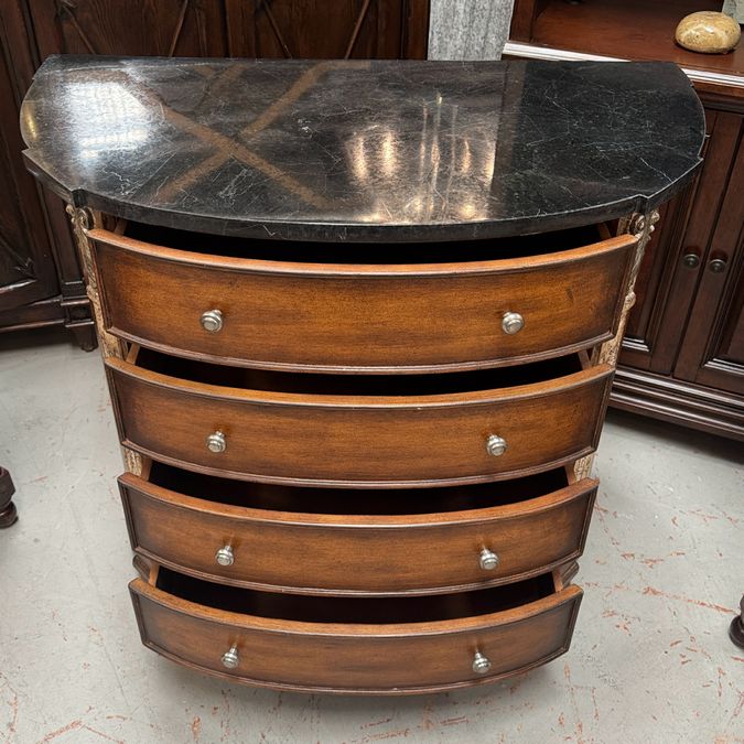 4-Drawer Demilune Chest W/Marble Top 37x18x33