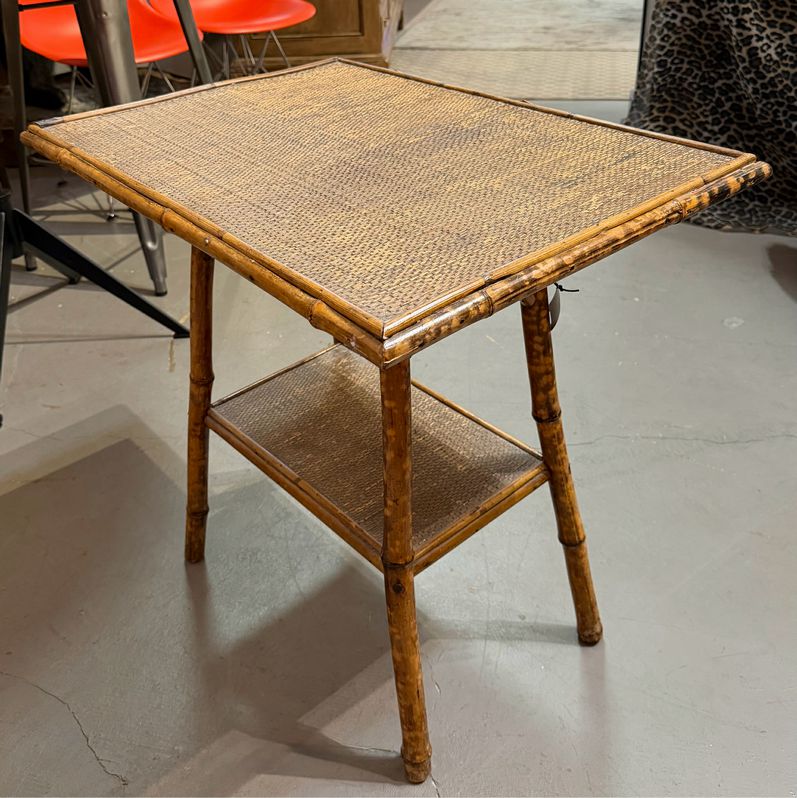 Antique Victorian Tortoiseshell/Burnt Bamboo Side Table