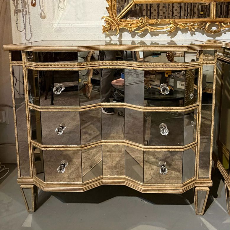 PAIR Hooker Preston Ridge 3-Dwr Mirrored Chests 38.5x18x34