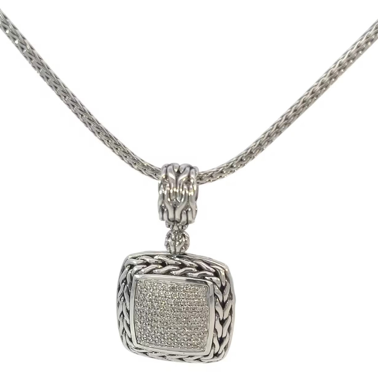 John Hardy Classic Sterling Silver Diamond Pendant w/16" Chain
