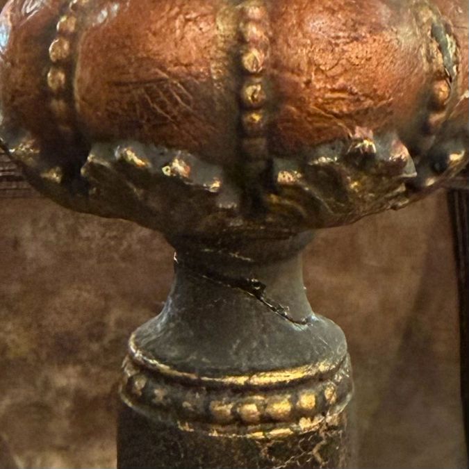 PAIR Fine Arts Villa 1919 Table Lamps W/Mica Shades (1 AS-IS Finial) 31"H