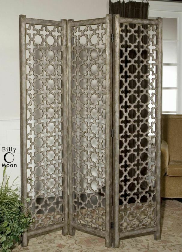 Uttermost 24181 Quatrefoil Burnished Floor Screen 55x73