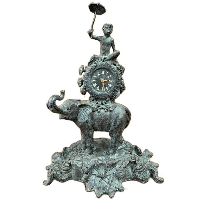 Maitland-Smith Chinoiserie Bronze Mantel Clock 26"H