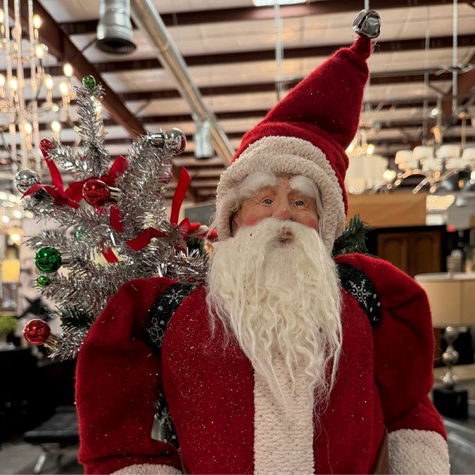 Rare Frontgate Large Santa W/Merry Christmas Banner 30"H